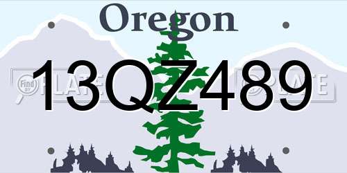 13QZ489 Oregon License Plate