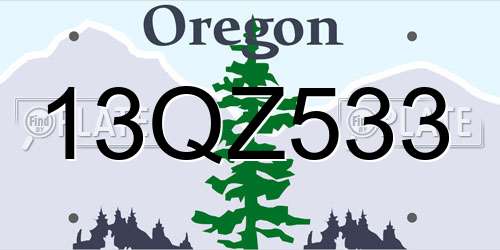 13QZ533 Oregon License Plate