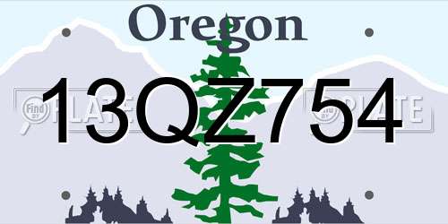 13QZ754 Oregon License Plate