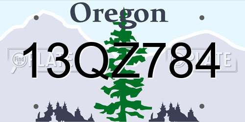 13QZ784 Oregon License Plate