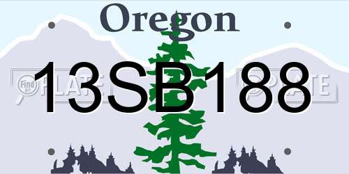 13SB188 Oregon License Plate