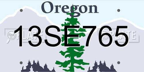 13SE765 Oregon License Plate