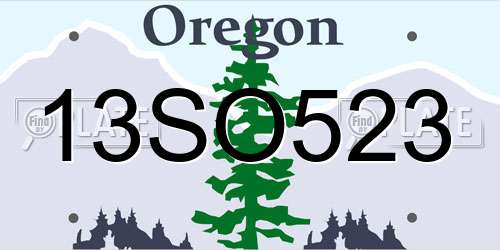 13SO523 Oregon License Plate