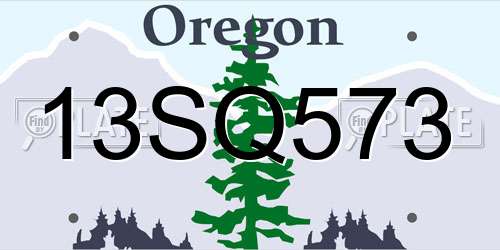 13SQ573 Oregon License Plate