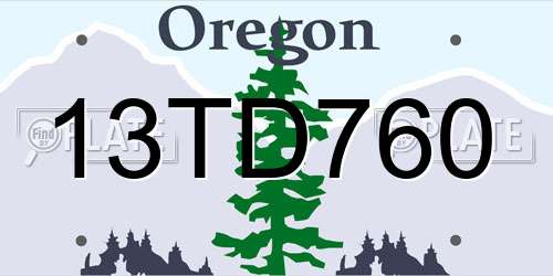13TD760 Oregon License Plate