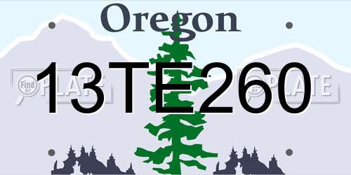 13TE260 Oregon License Plate