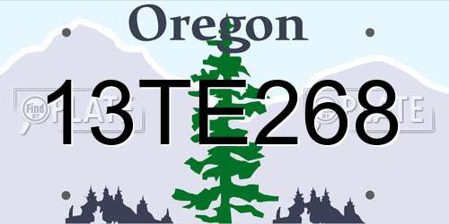 13TE268 Oregon License Plate