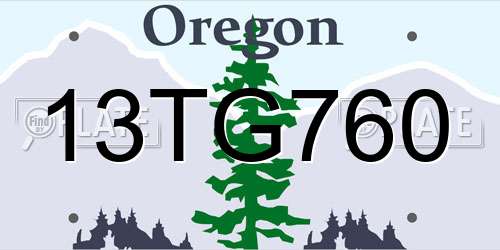 13TG760 Oregon License Plate