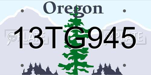 13TG945 Oregon License Plate