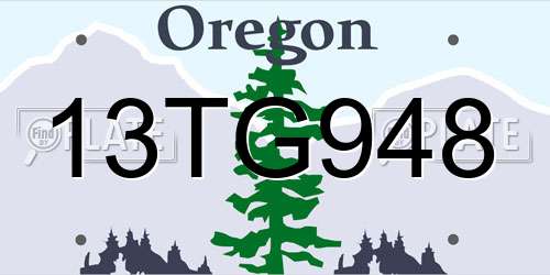 13TG948 Oregon License Plate