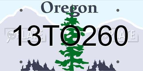 13TO260 Oregon License Plate