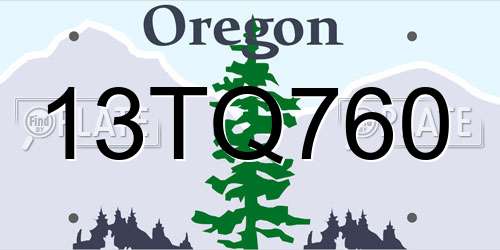 13TQ760 Oregon License Plate