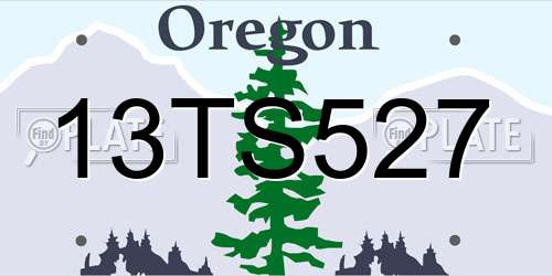 13TS527 Oregon License Plate