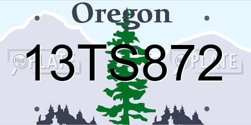 13TS872 Oregon License Plate