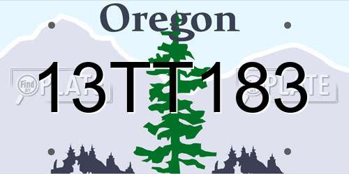13TT183 Oregon License Plate