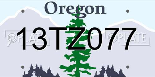 13TZ077 Oregon License Plate