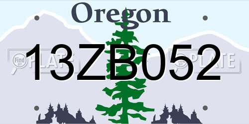 13ZB052 Oregon License Plate