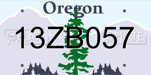 13ZB057 Oregon License Plate