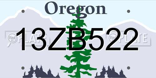 13ZB522 Oregon License Plate