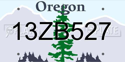 13ZB527 Oregon License Plate