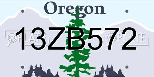 13ZB572 Oregon License Plate