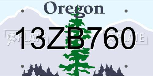 13ZB760 Oregon License Plate