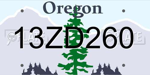 13ZD260 Oregon License Plate