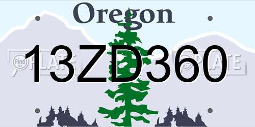 13ZD360 Oregon License Plate