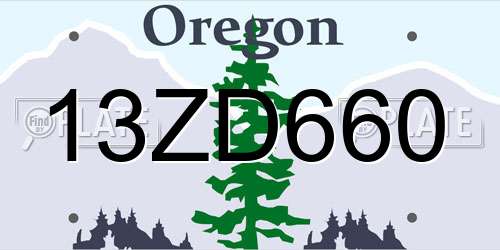 13ZD660 Oregon License Plate