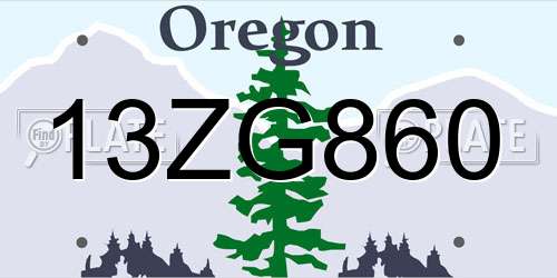 13ZG860 Oregon License Plate