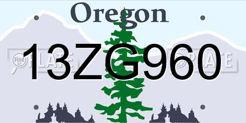 13ZG960 Oregon License Plate