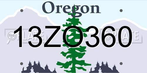 13ZO360 Oregon License Plate