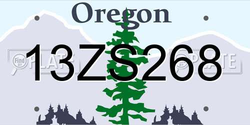 13ZS268 Oregon License Plate