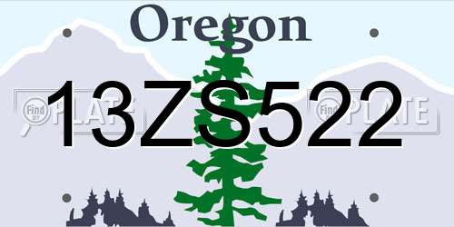 13ZS522 Oregon License Plate