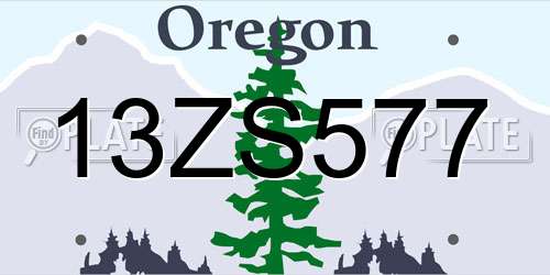 13ZS577 Oregon License Plate