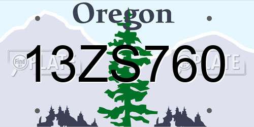 13ZS760 Oregon License Plate