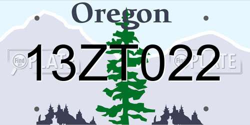 13ZT022 Oregon License Plate