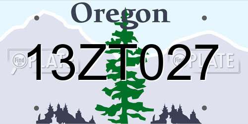 13ZT027 Oregon License Plate