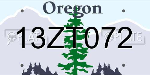 13ZT072 Oregon License Plate