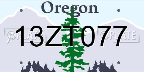 13ZT077 Oregon License Plate