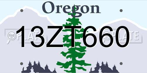 13ZT660 Oregon License Plate