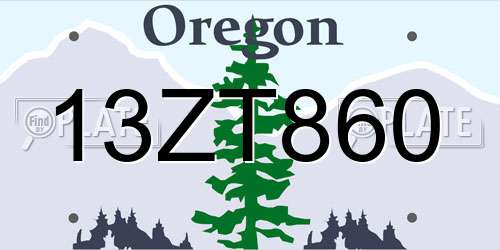 13ZT860 Oregon License Plate
