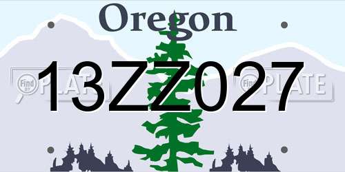 13ZZ027 Oregon License Plate