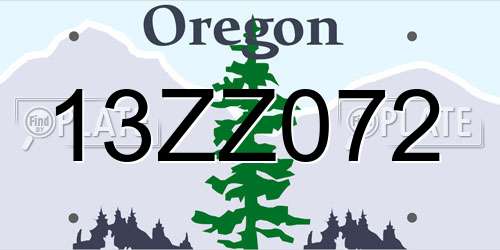 13ZZ072 Oregon License Plate