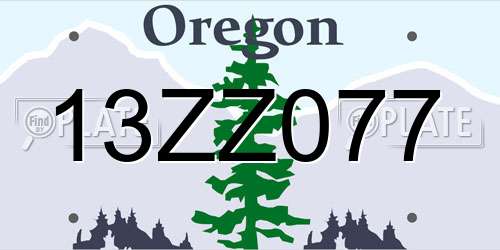 13ZZ077 Oregon License Plate
