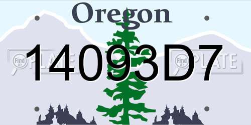 14093D7 Oregon License Plate