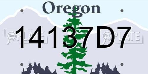 14137D7 Oregon License Plate