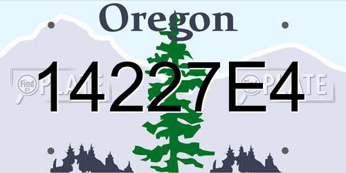 14227E4 Oregon License Plate