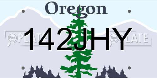 142JHY Oregon License Plate