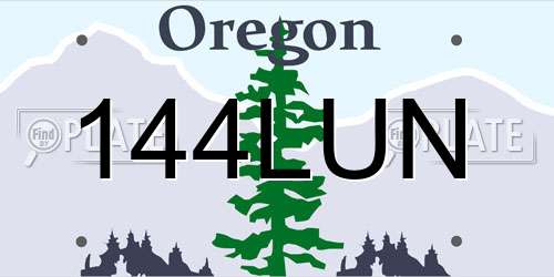 144LUN Oregon License Plate